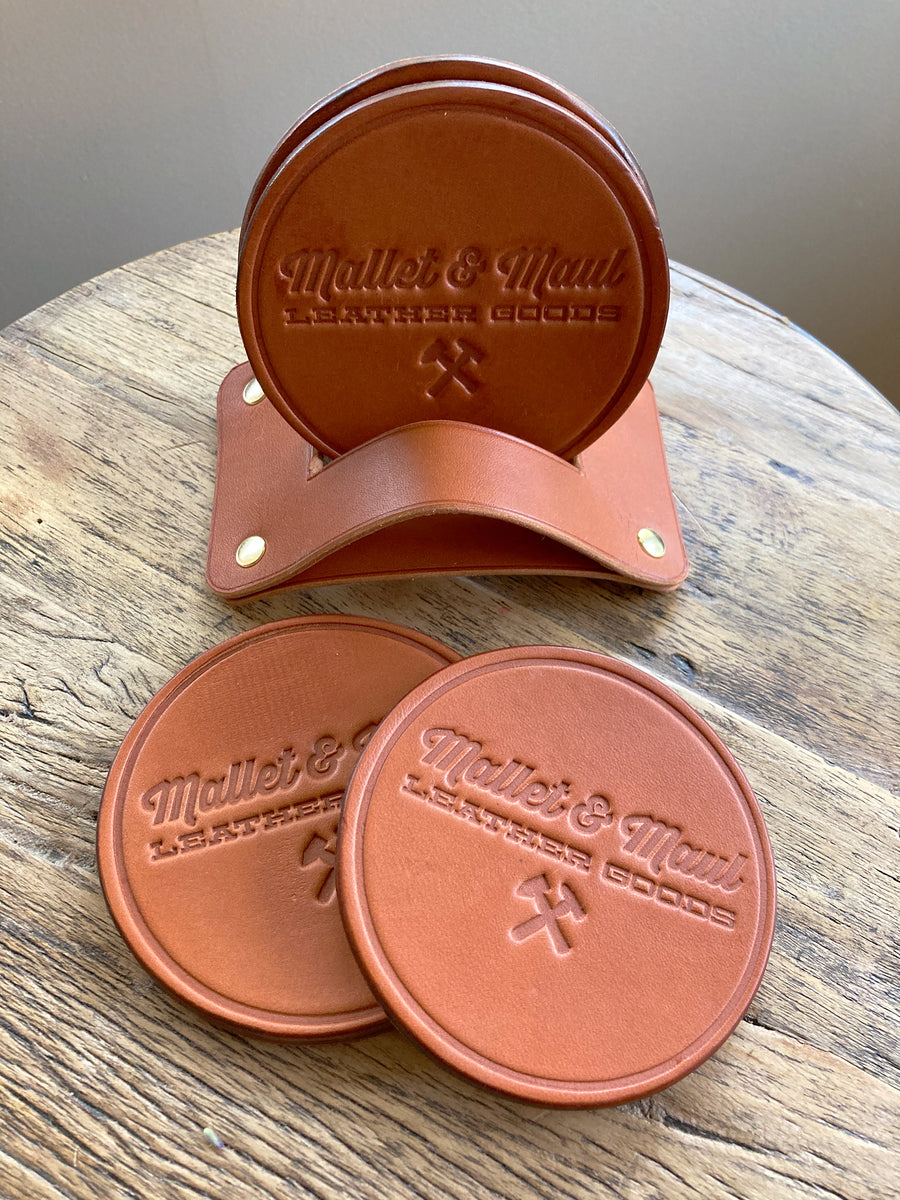 Mallet & Maul Leather and Cork Drink Coasters