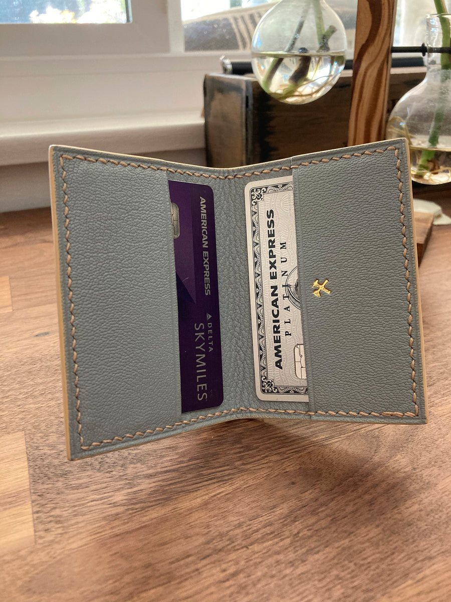 Denim Blue Salmon Leather Card Wallet