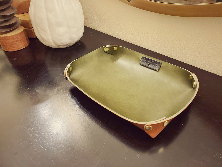 Leather Device Charging Valet Tray