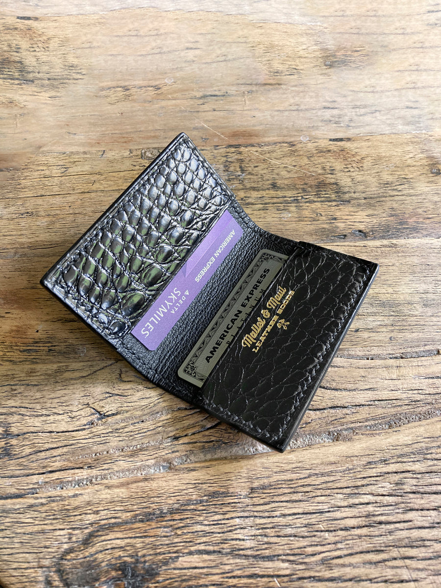 Black Glazed Alligator Card Wallet