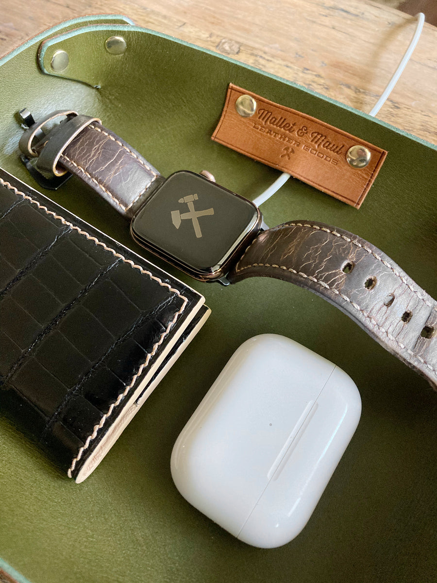Leather Device Charging Valet Tray