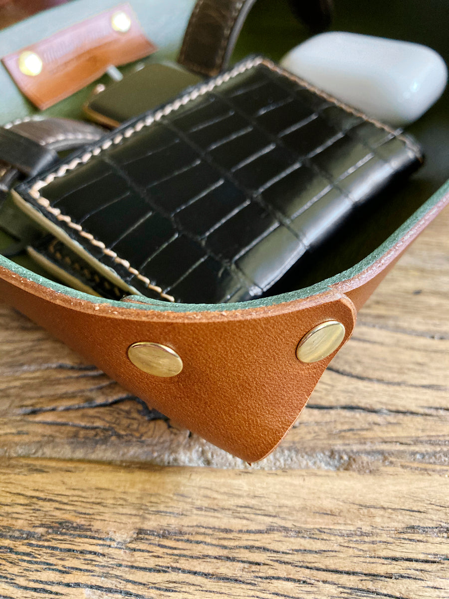 Leather Device Charging Valet Tray