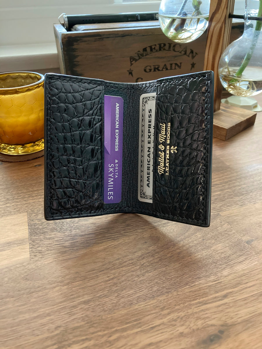 Black Glazed Alligator Card Wallet