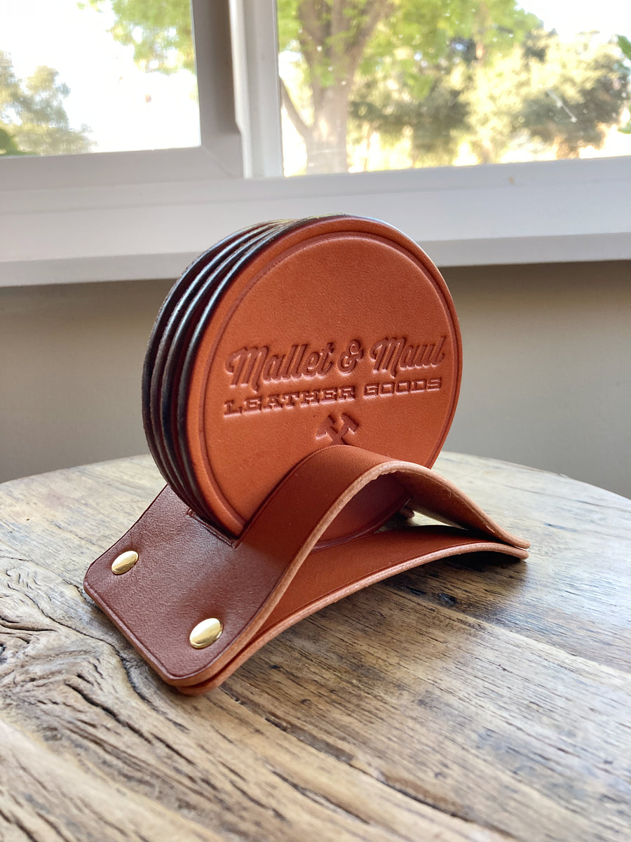 Mallet & Maul Leather and Cork Drink Coasters