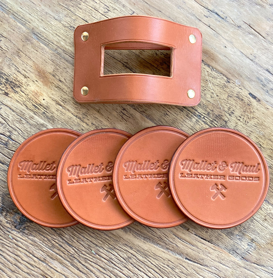 Mallet & Maul Leather and Cork Drink Coasters