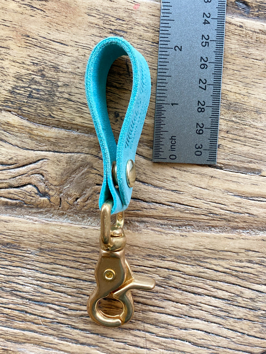 Belt Key Holder - Leather and Brass Tiffany Blue