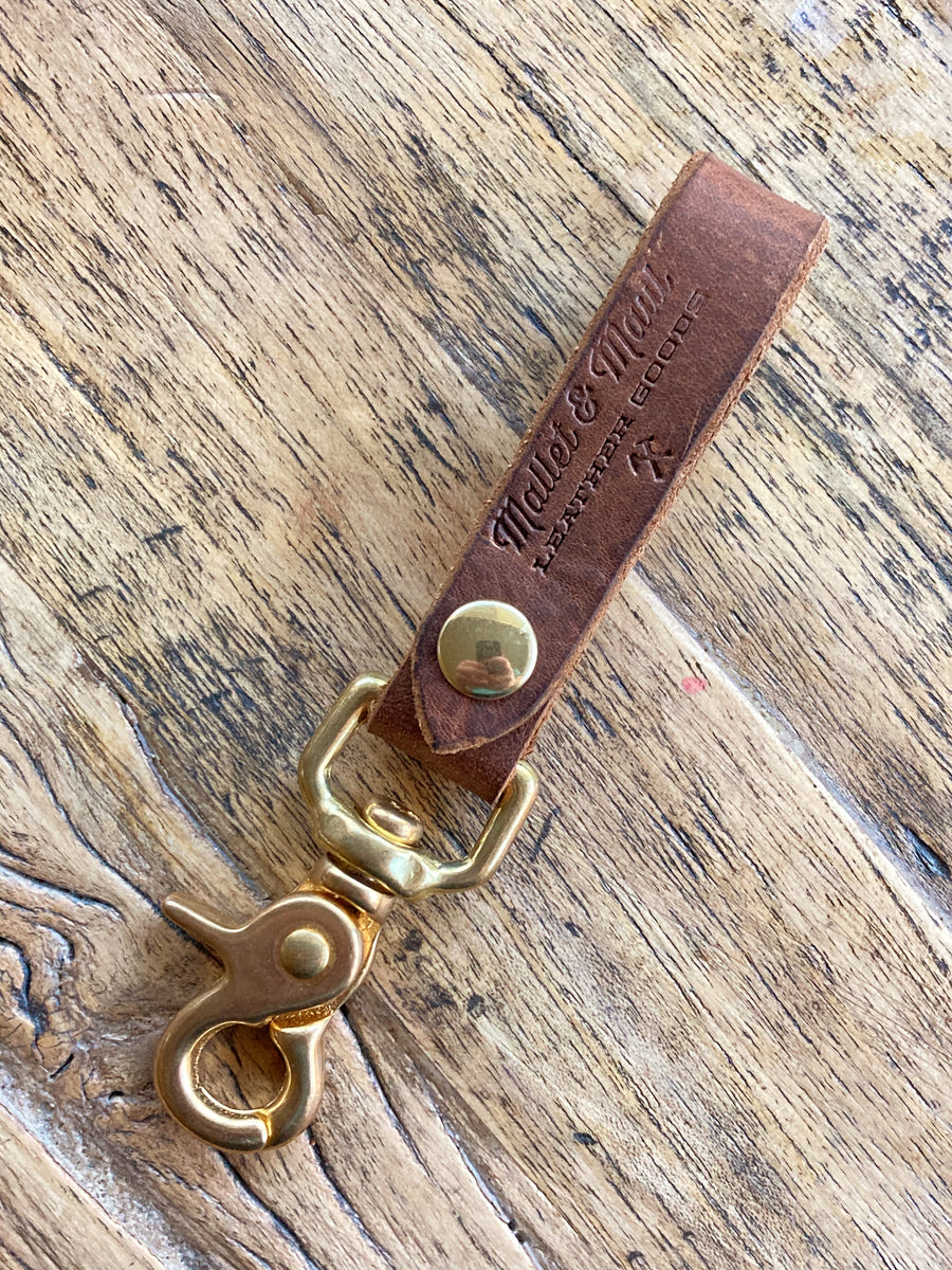 Oiled Brown Leather and Nickel or Brass Hardware Belt Key Holder