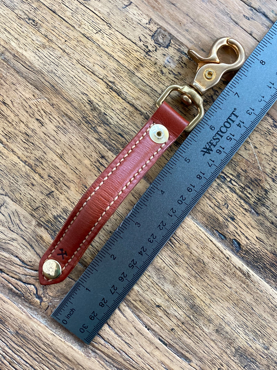 Chestnut Brown Belt Key Holder - Leather and Brass