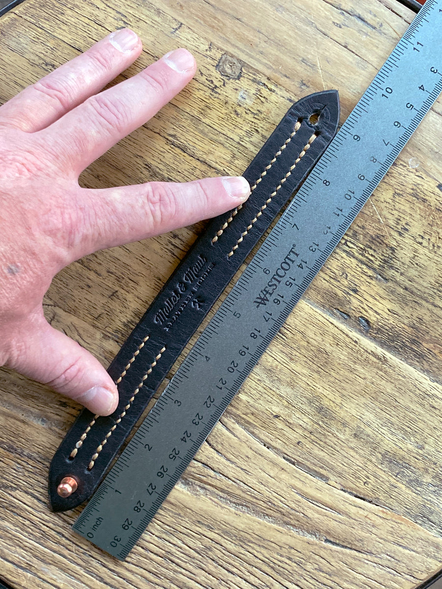 Black Leather Hand stitched Cuff Bracelet