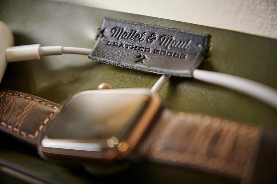 Leather Device Charging Valet Tray
